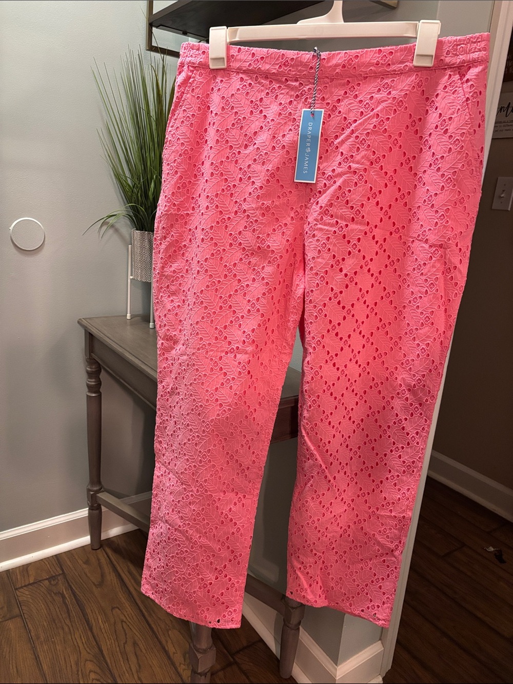 Bright Pink Eyelet Cropped Pants